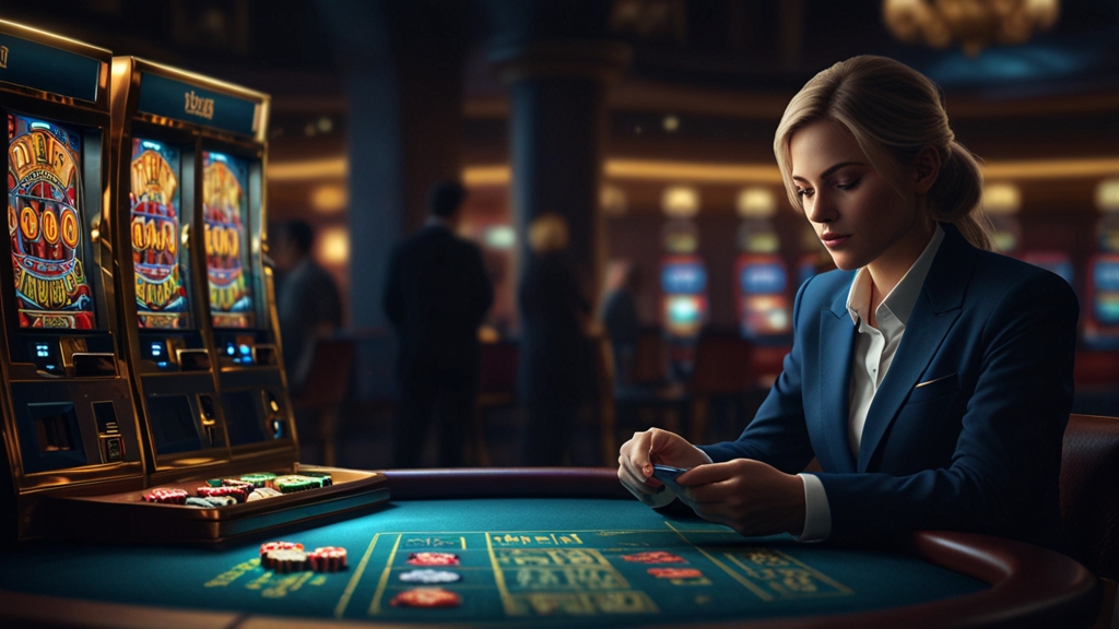 Spieler prüft Auszahlungserfahrungen neben Casino-Chips und Zahlungsdisplay