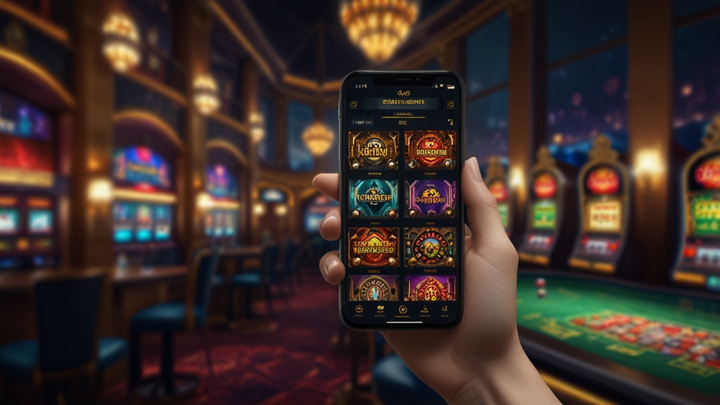 Smartphone mit Casino-App-Oberfläche und mobilen Funktionen